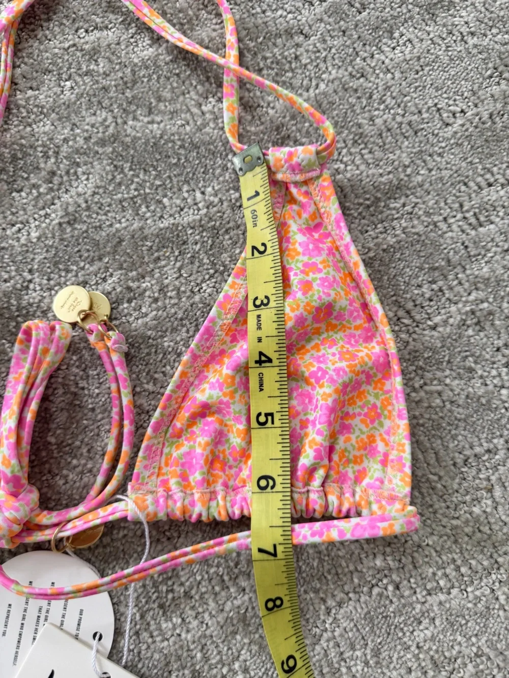 NWT Kulani Kinis Halter Bralette Bikini Top ONLY in Champagne Blossom Medium